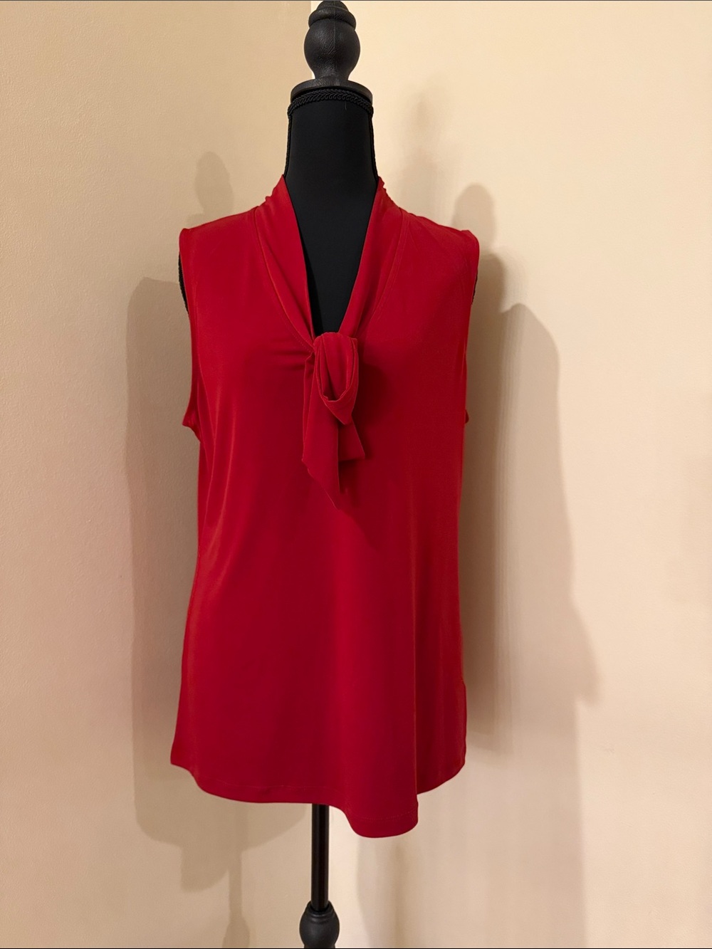 Banana Republic Red Sleeveless Tie-Neck Shell